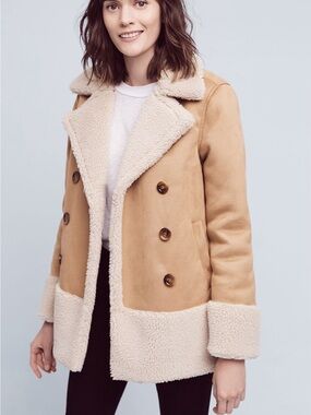 Anthropologie MOTHER shearling sherpa faux fur coat in honey jacket S